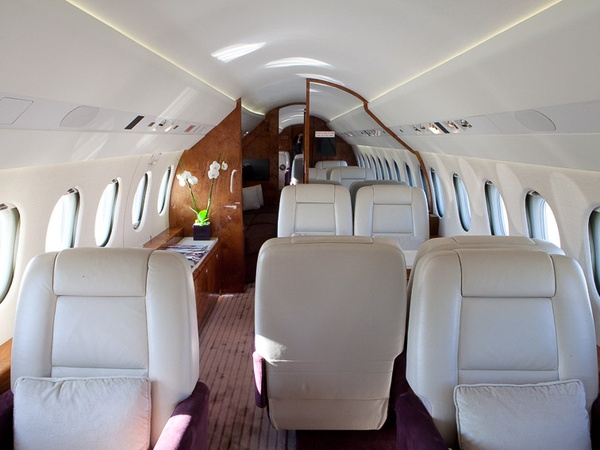 Falcon 900EX, jet, private plane, cabin