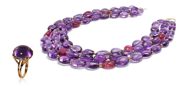 Goshwara Purple Necklace and Ring 