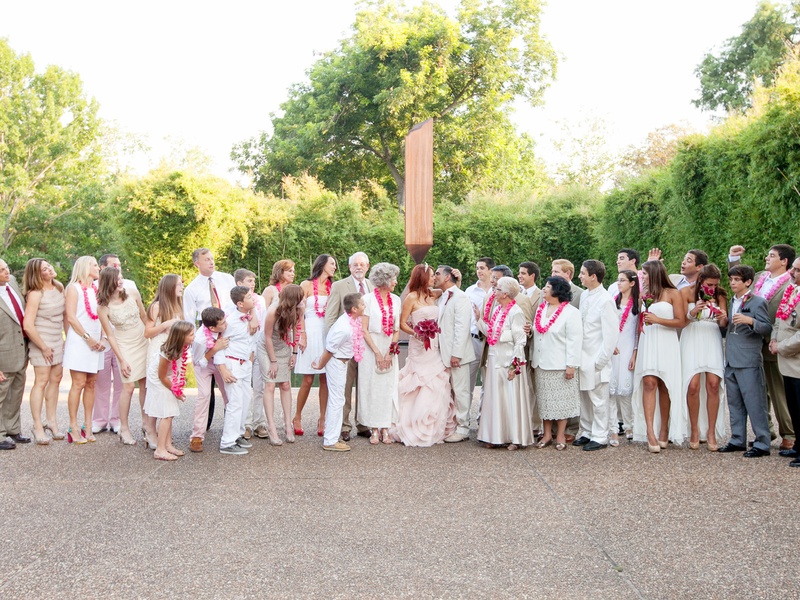 Wonderful Weddings, Debra and David, February 2013, group shot with kiss