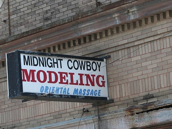 Austin Photo Set: News_Mike_midnight cowboy oriental modeling_feb 2012_sign