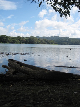 Dug-out canoe in Embera Indian Village, Panama