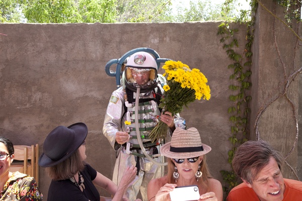 Ballroom Marfa Weekend, June 2012, Brunch, Astronaut with Flowers.JPG