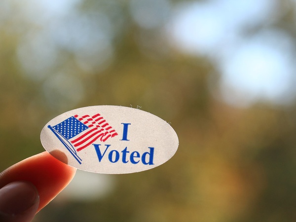 I voted sticker, American flag