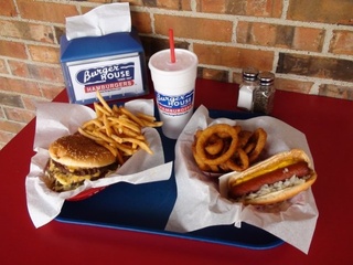 Burger and hot dog at Burger House in Dallas