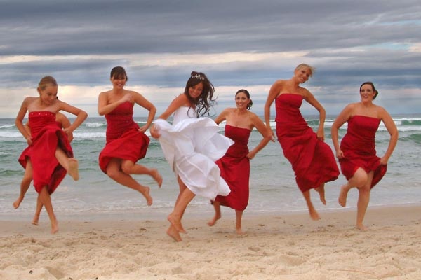 Bridesmaids dancing