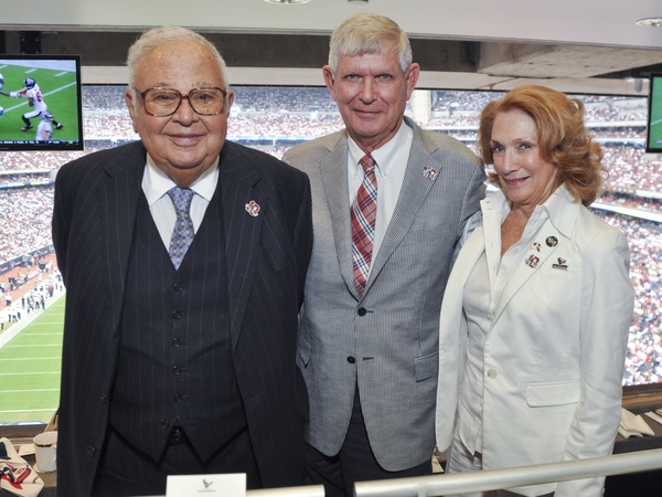 015_Texans Owners Suite, September 2012, Fayez Sarofim, Tommy Reckling and Isla Reckling