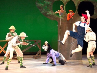 Ballet Austin performance of Peter and the Wolf with the wolf and hunters